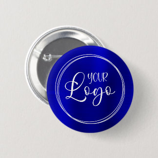 Chapa Redonda De 5 Cm Logotipo comercial del Relieve metalizado azul osc