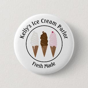 Chapa Redonda De 5 Cm Logotipo de Ice Cream Parlor