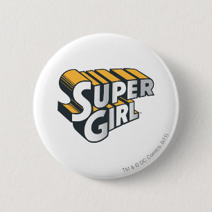 Chapa Redonda De 5 Cm Logotipo de la plata y del naranja de Supergirl