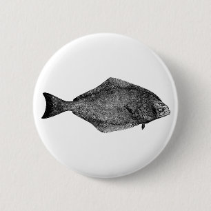 Chapa Redonda De 5 Cm Logotipo del halibut pacífico