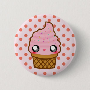 Chapa Redonda De 5 Cm Logotipo del helado KawaiiGoods.Com
