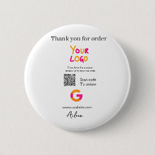 Chapa Redonda De 5 Cm logotipo del sitio web de código QR de revisión de