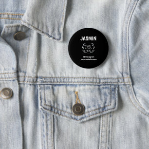 Chapa Redonda De 5 Cm Logotipo Empresa Moderno Minimalista Marca Negro