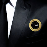 Chapa Redonda De 5 Cm Logotipo Gold y Black Personalizado Textos Corpora<br><div class="desc">Promociona tu negocio con este elegante botón,  con fondo de gradiente dorado,  logotipo y texto personalizado. Añade fácilmente tus detalles haciendo clic en la opción "personalizar".</div>