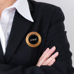 Chapa Redonda De 5 Cm Logotipo Gold y Black Personalizado Textos Corpora<br><div class="desc">Promociona tu negocio con este elegante botón,  con fondo de gradiente dorado,  logotipo y texto personalizado. Añade fácilmente tus detalles haciendo clic en la opción "personalizar".</div>