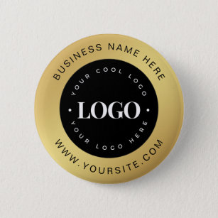 Chapa Redonda De 5 Cm Logotipo Gold y Black Personalizado Textos Corpora