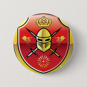Chapa Redonda De 5 Cm Logotipo real del caballero del escudo de armas