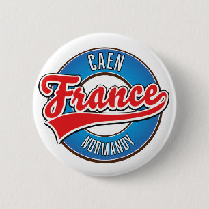 Chapa Redonda De 5 Cm Logotipo retro de Caen Normandía Francia