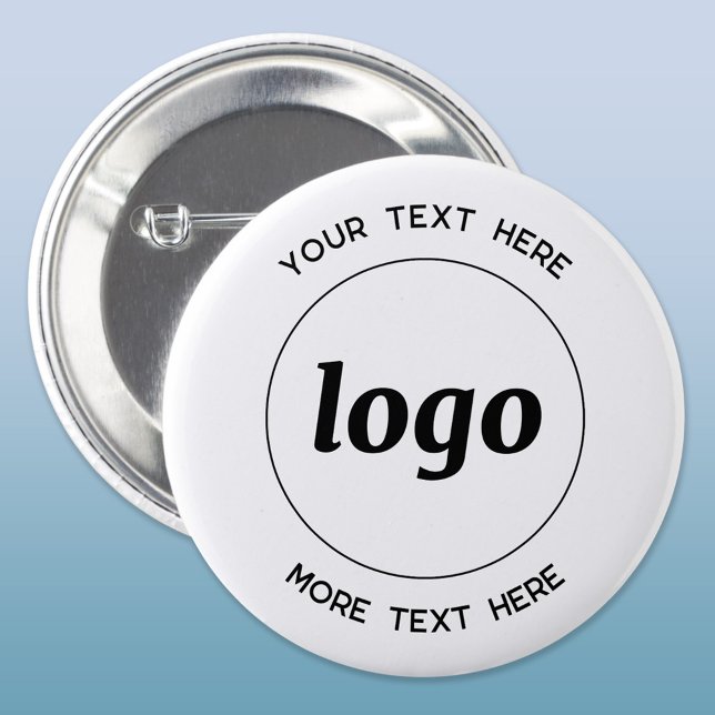 Chapa Redonda De 5 Cm Logotipo simple con negocio de texto (Logo and custom text business promotional button)