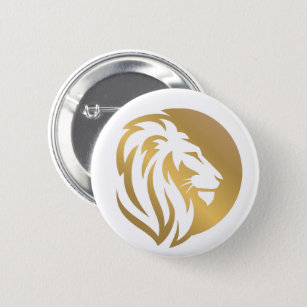 Chapa Redonda De 5 Cm Logotipo Simple Gold Lion Leo