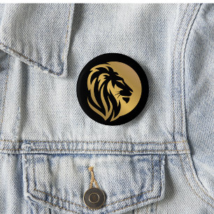 Chapa Redonda De 5 Cm Logotipo Simple Gold Lion Leo