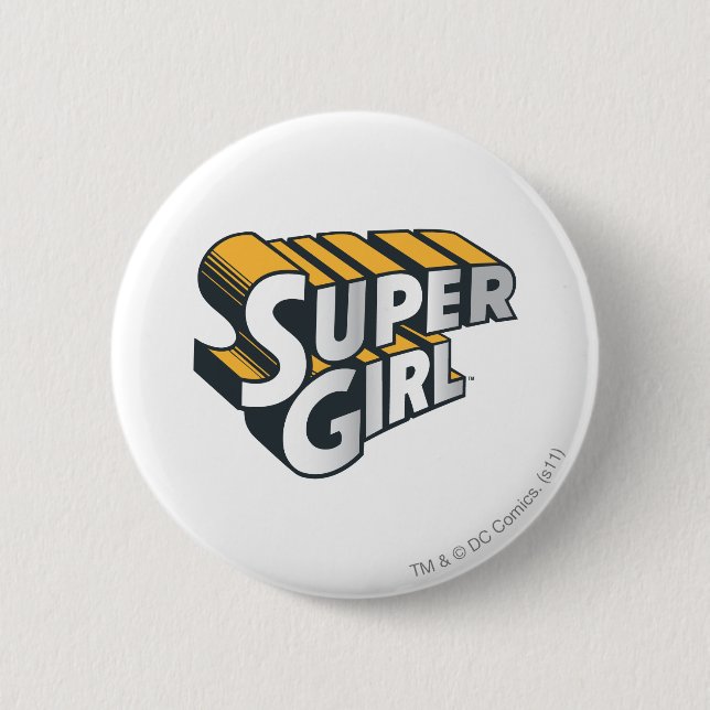 Chapa Redonda De 5 Cm Logotipo Supergirl Silver y Naranja (Anverso)