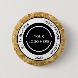 Chapa Redonda De 5 Cm Logotipo y nombre de empresa minimalista en oro