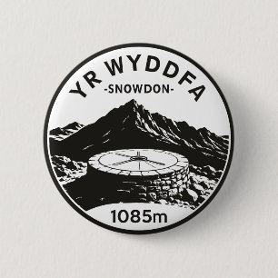 Chapa Redonda De 5 Cm Logro de la cumbre de Yr Wyddfa Snowdon 1085m