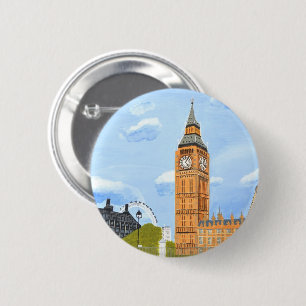 Chapa Redonda De 5 Cm Londres Big Ben