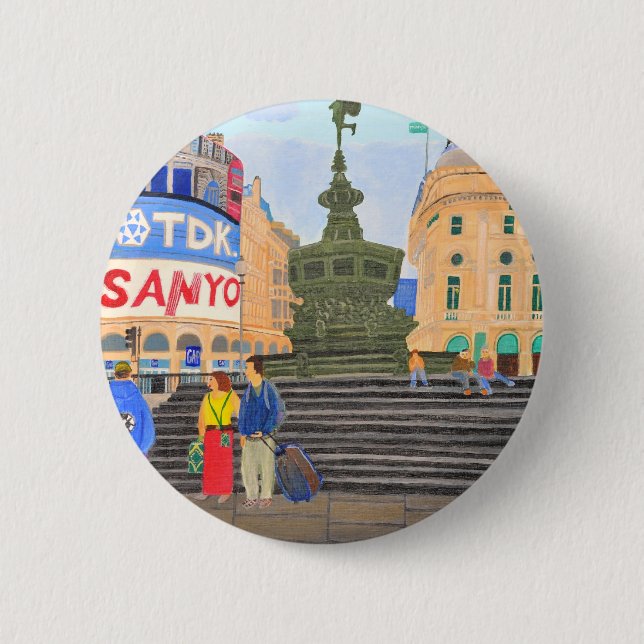 Chapa Redonda De 5 Cm Londres, Piccadilly Circus (Anverso)