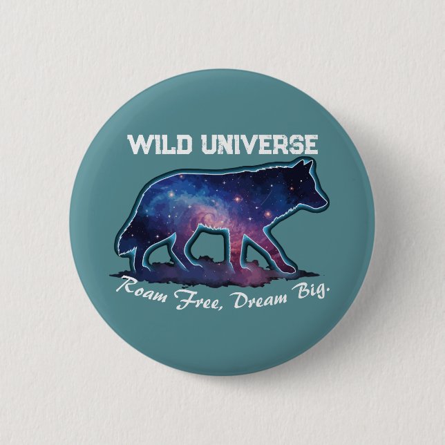 Chapa Redonda De 5 Cm Lone Galaxy Wolf Silhouette (wild universe) (Anverso)