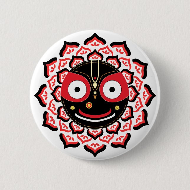 Chapa Redonda De 5 Cm Lord Jagannath Face Chakra Hindu Deity (Anverso)