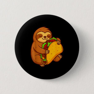 Chapa Redonda De 5 Cm Loro divertido abrazando taco amante de la comida