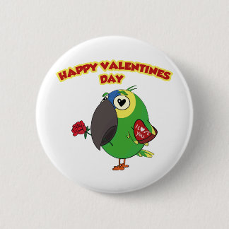 Chapa Redonda De 5 Cm loro feliz del día de San Valentín