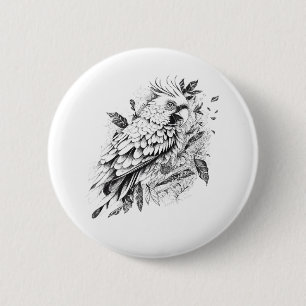Chapa Redonda De 5 Cm Loro Naturaleza animal salvaje Ilustracion arte ta