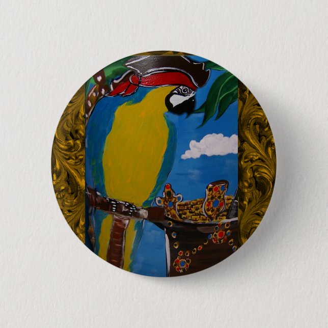 Chapa Redonda De 5 Cm Loro Pirata (Anverso)