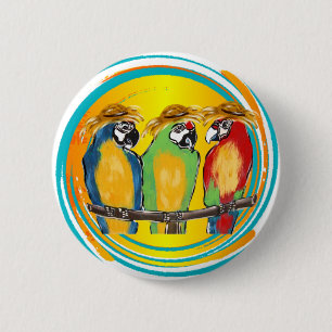 CHAPA REDONDA DE 5 CM LOROS DE FIESTA