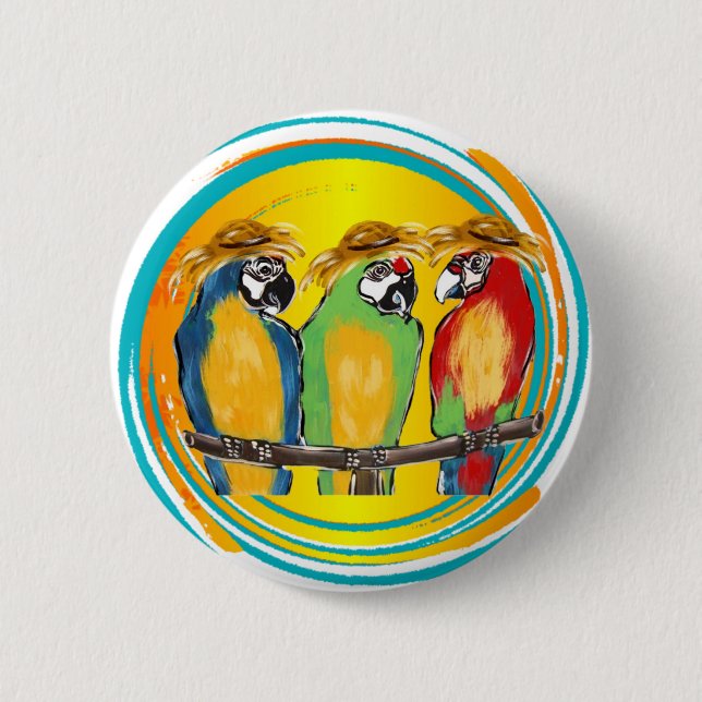 CHAPA REDONDA DE 5 CM LOROS DE FIESTA (Anverso)