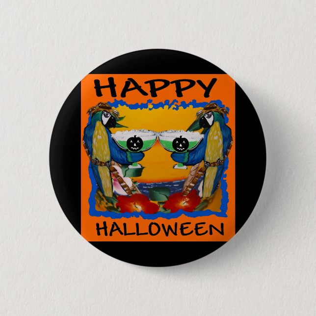CHAPA REDONDA DE 5 CM LOROS DE HALLOWEEN (Anverso)