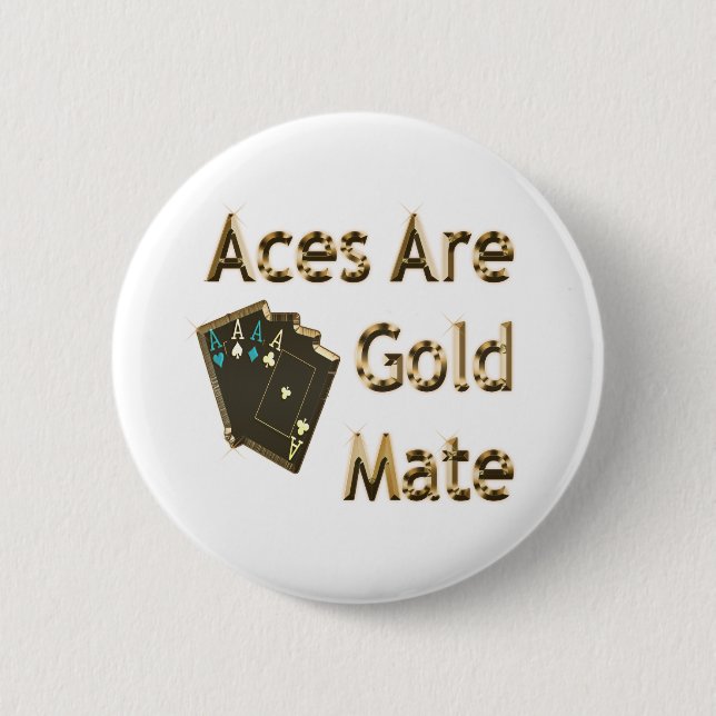 Chapa Redonda De 5 Cm Los Aces Son Mate De Oro, (Anverso)