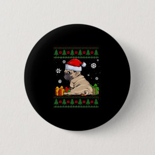 Chapa Redonda De 5 Cm los amantes de los perros lindos pug santa hat nav