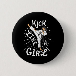 Chapa Redonda De 5 Cm Los Chicas De Karate Son Como Un Taekwondo De Kick