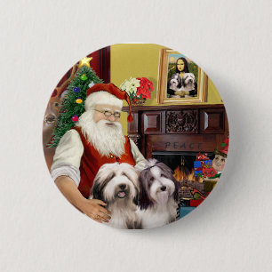 Chapa Redonda De 5 Cm Los dos Bearded Collies de Santa