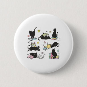 Chapa Redonda De 5 Cm Los gatos leyendo libros Shirt Cat Lover Kitten le