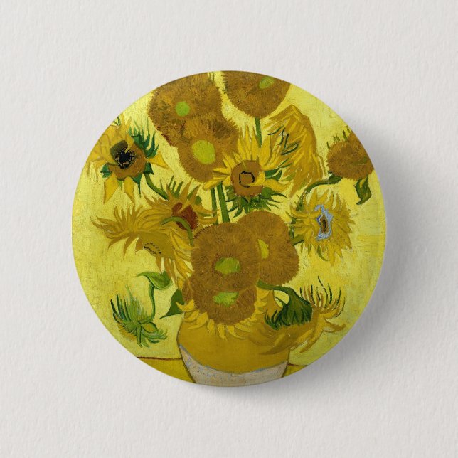 Chapa Redonda De 5 Cm Los girasoles de Van Gogh (Anverso)