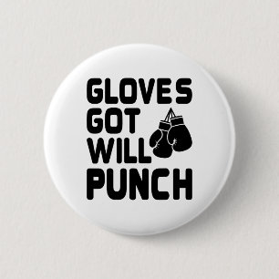Chapa Redonda De 5 Cm Los Guantes Golpean A La Fuerza Deportiva De Boxer