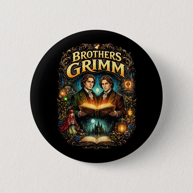 Chapa Redonda De 5 Cm Los hermanos Grimm (Anverso)