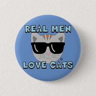 Chapa Redonda De 5 Cm LOS HOMBRES DE VERDAD AMAN A LOS GATOS Gato con ga