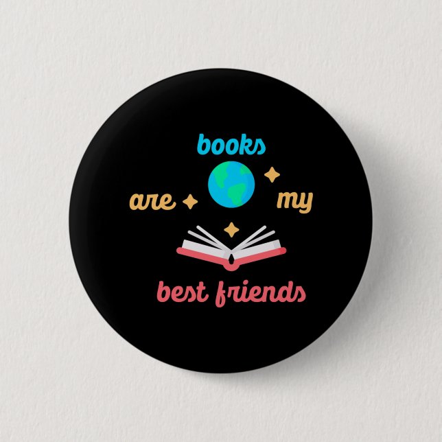 Chapa Redonda De 5 Cm Los libros son mis mejores amigos (Anverso)