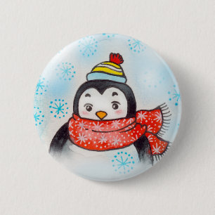 Chapa Redonda De 5 Cm Los saludos de Pengu