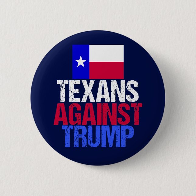Chapa Redonda De 5 Cm Los texanos contra Trump (Anverso)