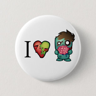 Chapa Redonda De 5 Cm ¡Los zombis de los cerebros I <3 están por todas
