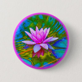 Chapa Redonda De 5 Cm Lotus o yoga elegante de la flor de Waterlily