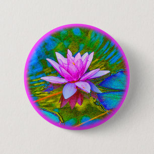 Chapa Redonda De 5 Cm Lotus o yoga elegante de la flor de Waterlily