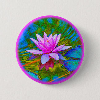 Chapa Redonda De 5 Cm Lotus o yoga elegante de la flor de Waterlily