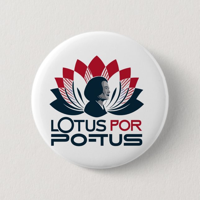 Chapa Redonda De 5 Cm Lotus para POTUS Kamala Harris 2024 (Anverso)