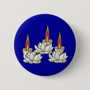 Chapa Redonda De 5 Cm Lotus y Deepas Blancos