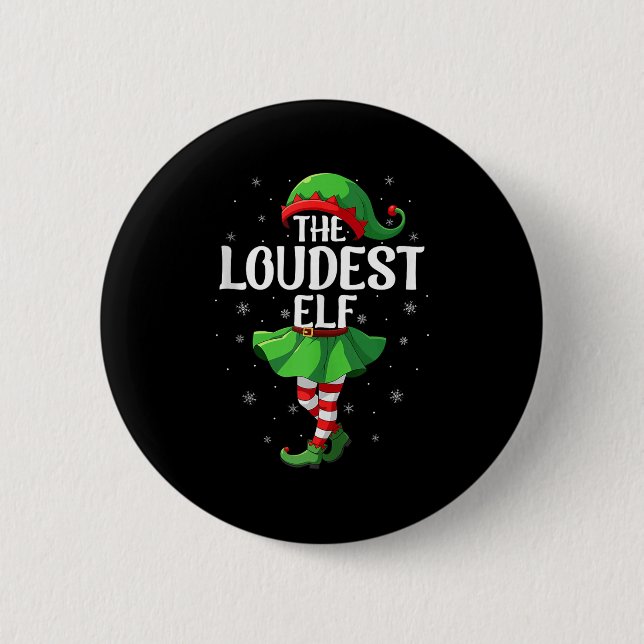 Chapa Redonda De 5 Cm Loudest Elf Christmas Girls Women Elf Squad Xmas F (Anverso)