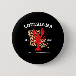 Chapa Redonda De 5 Cm Louisiana Est. 1812 Crawfish Leopard New Orleans M