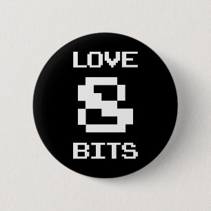 Chapa Redonda De 5 Cm Love 8 Bits